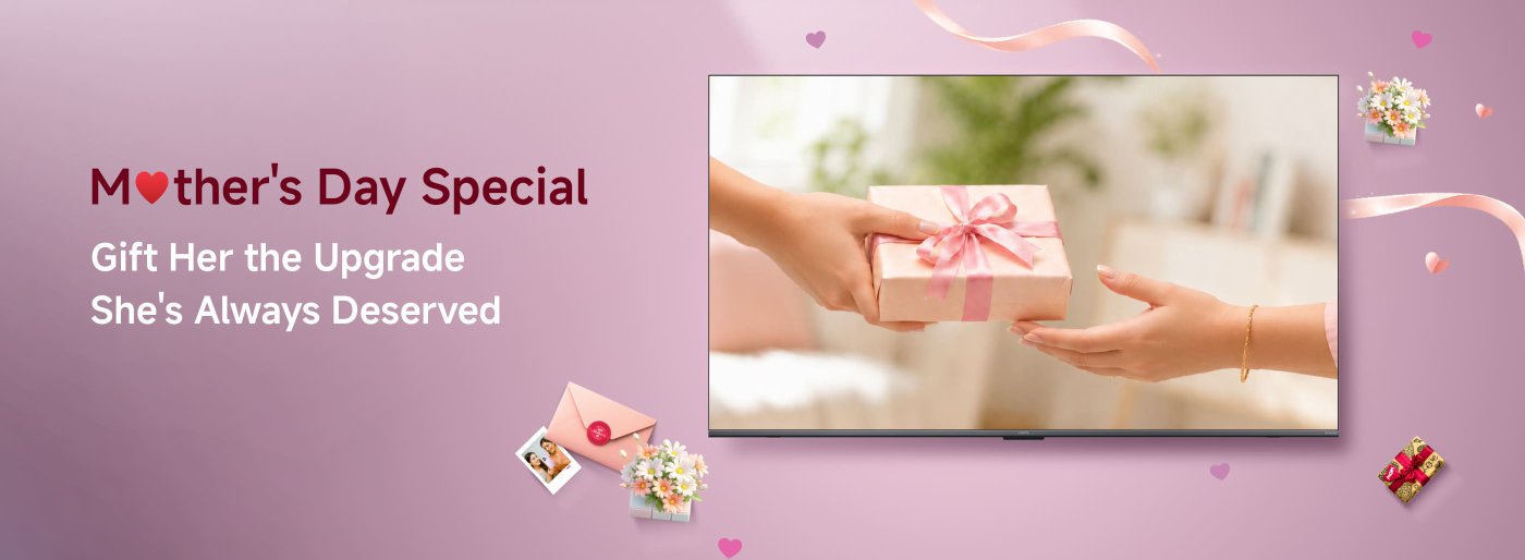Mother's Day special event encourages people to give their mothers the upgraded gifts they deserve. The scene shows a person delivering a beautifully wrapped gift, with a warm background and a pleasant atmosphere.