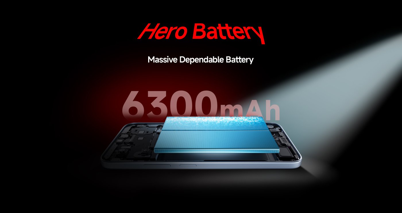 A smartphone display showcasing a futuristic car with vibrant light trails in the background. Text highlights a "120Hz Display" and claims it to be the "Segment's Largest and Smoothest Display."