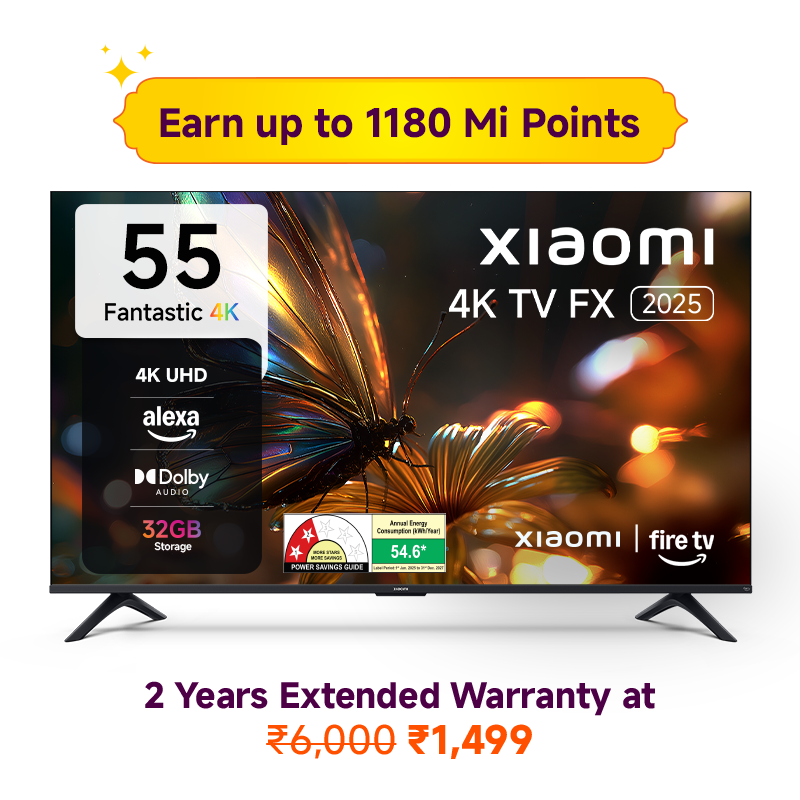 Xiaomi 4K LED TV FX Series 55 + Mi TV Extended Warranty(2 year)