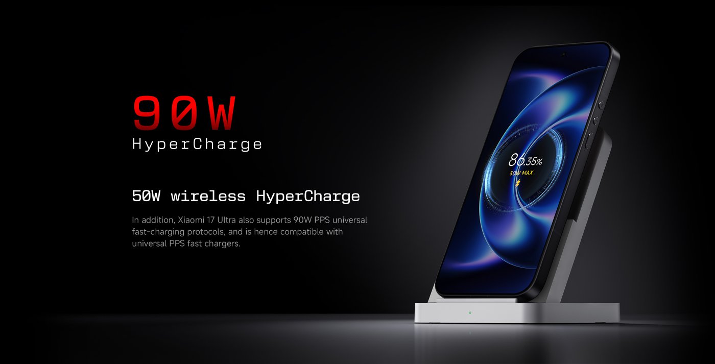 A hand is holding a Xiaomi 17 Ultra smartphone, prominently featuring its camera lens. The background is black with bold red lettering that says "Ultra," and there's a tagline "Rule The night" above the phone.