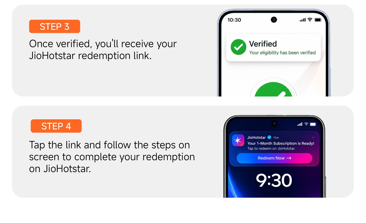 Step 3: Once verified, you'll receive your JioHotstar redemption link.

Step 4: Tap the link and follow the steps on screen to complete your redemption on JioHotstar.