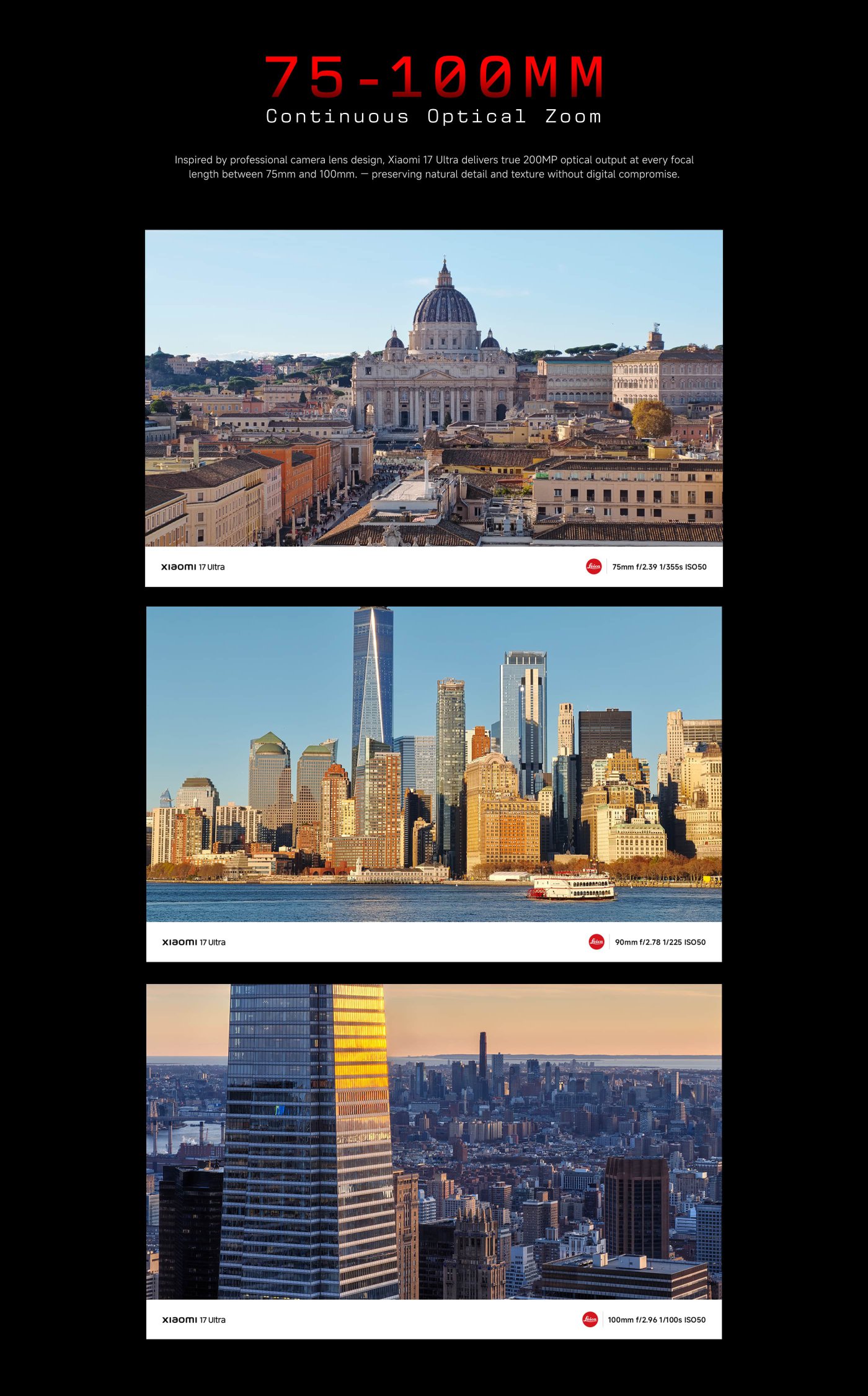 A hand is holding a Xiaomi 17 Ultra smartphone, prominently featuring its camera lens. The background is black with bold red lettering that says "Ultra," and there's a tagline "Rule The night" above the phone.