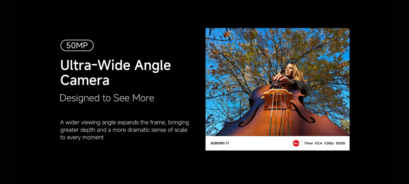 It showcases four sample night photography images, highlighting the night shooting capabilities of the Xiaomi 17 camera. Each photo displays different light and shadow effects and details, along with camera parameters, demonstrating its performance in low-light environments. The overall design emphasizes the natural colors and detail retention in night photography.