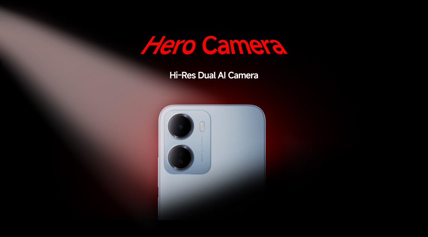 A smartphone display showcasing a futuristic car with vibrant light trails in the background. Text highlights a "120Hz Display" and claims it to be the "Segment's Largest and Smoothest Display."