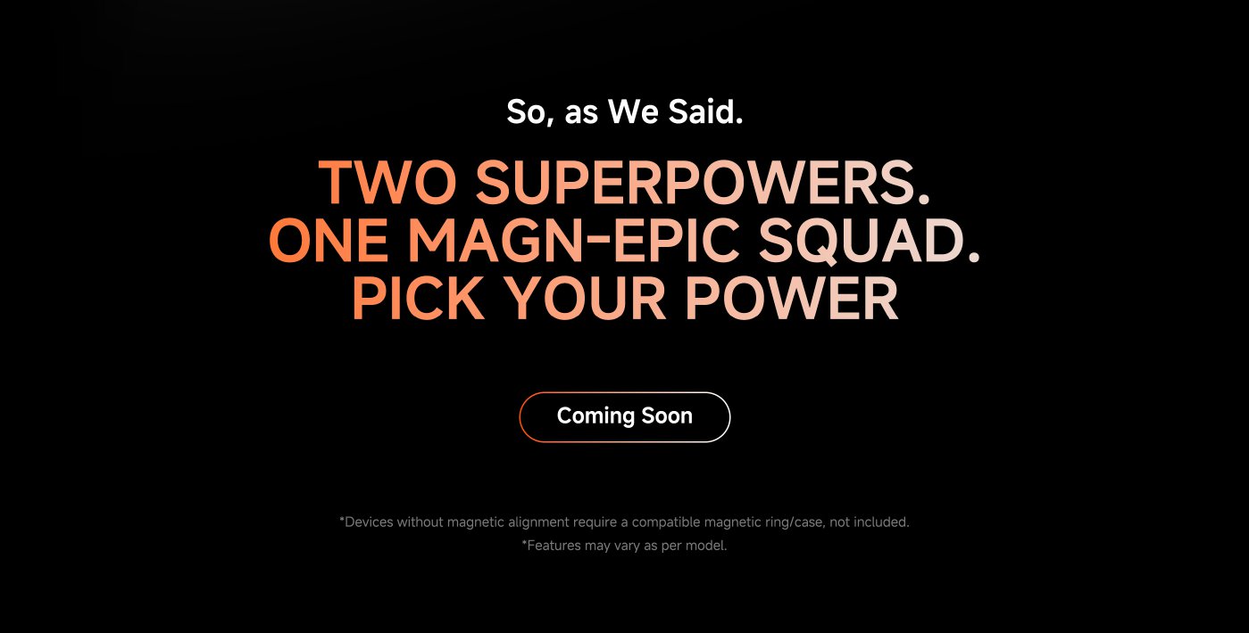 A sleek power bank is depicted, featuring 45W wired charging and a capacity of 10,000 mAh. It is shown hovering above a hand, emphasizing its portability and power. The text highlights the product's capability to meet bigger power demands.