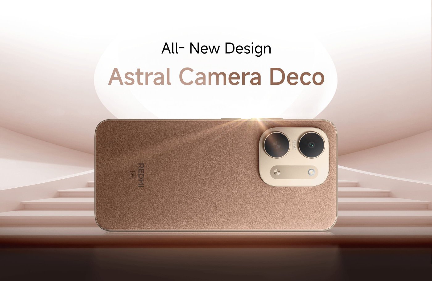 Showcased are three different colored Redmi 17C 5G smartphones, in black, brown, and purple, with a background of a simple gradient design that emphasizes "protagonist energy."