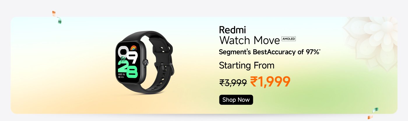 Redmi Watch Move, AMOLED display, accuracy reaches 97%. The current price has dropped from ₹3,999 to ₹1,999, click "Buy Now".