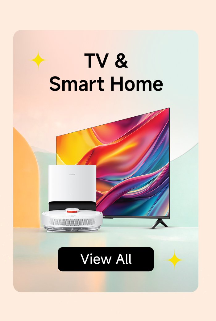 A television and a smart home device are displayed, with soft background colors and a simple overall design. At the bottom, there is a "View All" button, prompting users to see more information.