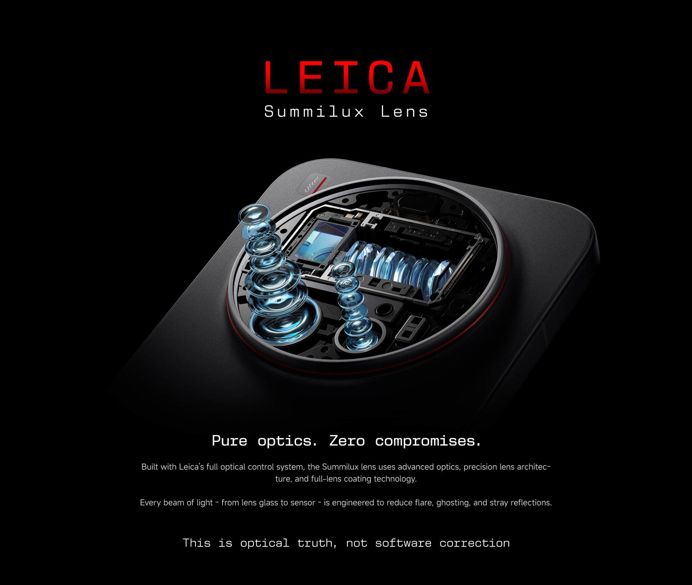 A hand is holding a Xiaomi 17 Ultra smartphone, prominently featuring its camera lens. The background is black with bold red lettering that says "Ultra," and there's a tagline "Rule The night" above the phone.