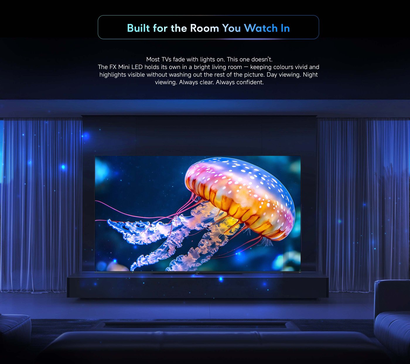 The promotional image for the Xiaomi TV FX Mini LED series showcases the television and its features, including the words "QD Mini LED" and "QUANTUM MAGIQ." The background features a golden gradient, and the TV screen displays vibrant images. It is set to be released on June 4, 2026.