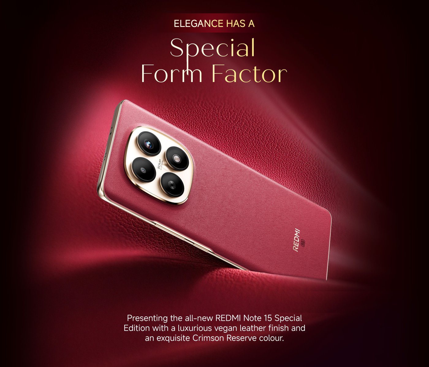 The image showcases an elegant design theme, emphasizing an ultra-thin curved profile with a thickness of 7.35mm. The background is red, and the text describes the product's visual features while mentioning the thickness in different colors.