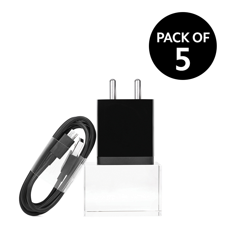 Mi 2A Fast Charger with Cable Black (Pack of 5)