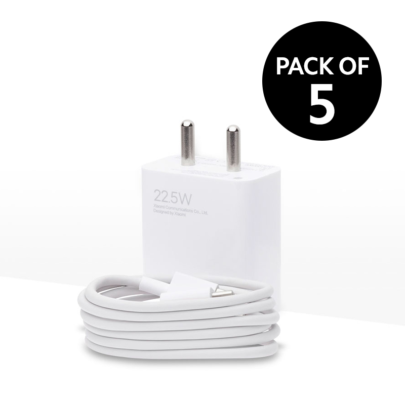 Xiaomi 22.5W Fast Charger Combo White (Pack of 5)