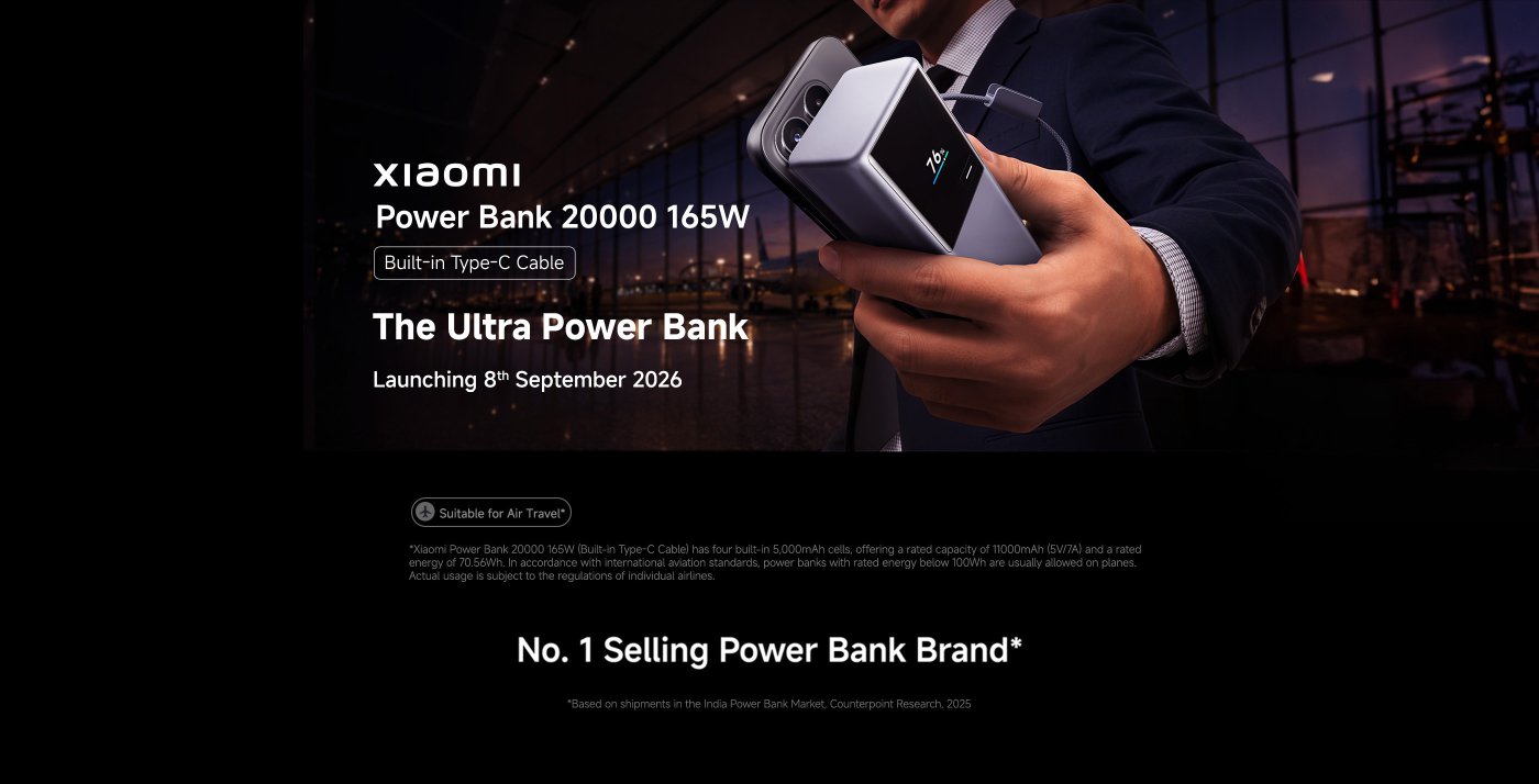 A promotional image for a power bank featuring the text "Our Fastest Power Bank Yet" and "Coming Soon." The focus is on a sleek power bank with a digital display showing 76% charge, accompanied by bold text that reads "ULTRA 165W." The background is dark, enhancing the modern look.