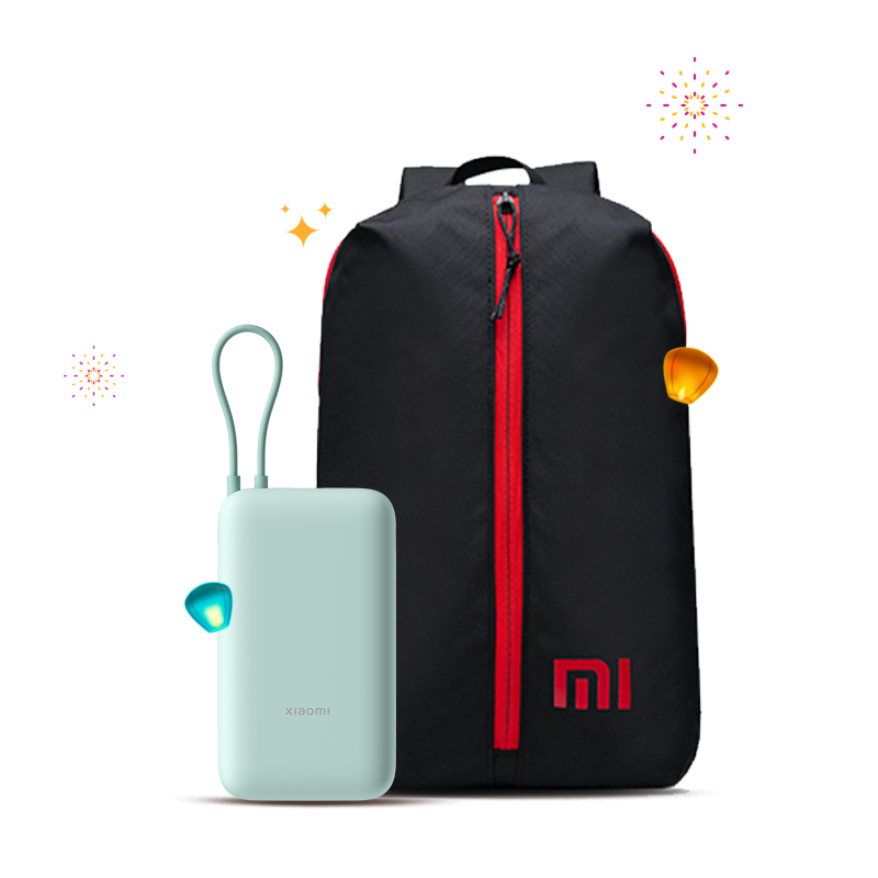 Xiaomi Compact Power Bank with Built-in-Cable 20000mAh + Mi Step Out Backpack