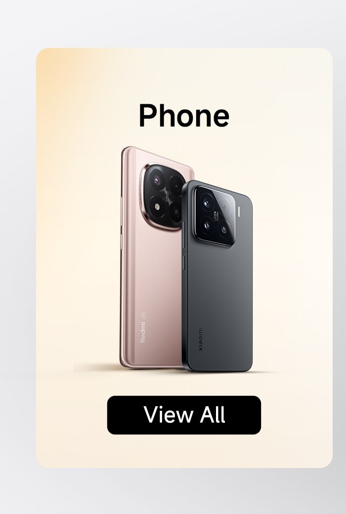 A display of a mobile phone, featuring one gold and one black phone, with the text "Phone" and "View All."