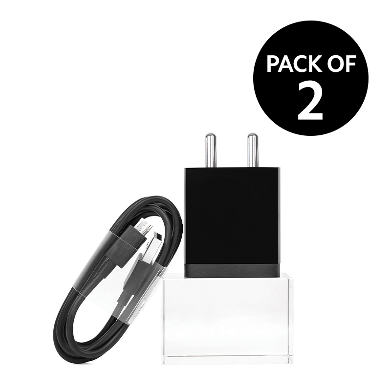 Mi 2A Fast Charger with Cable Black (Pack of 2)