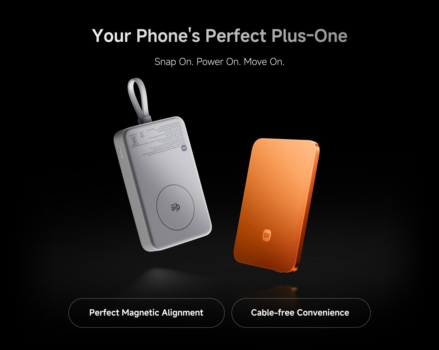 A sleek power bank is depicted, featuring 45W wired charging and a capacity of 10,000 mAh. It is shown hovering above a hand, emphasizing its portability and power. The text highlights the product's capability to meet bigger power demands.