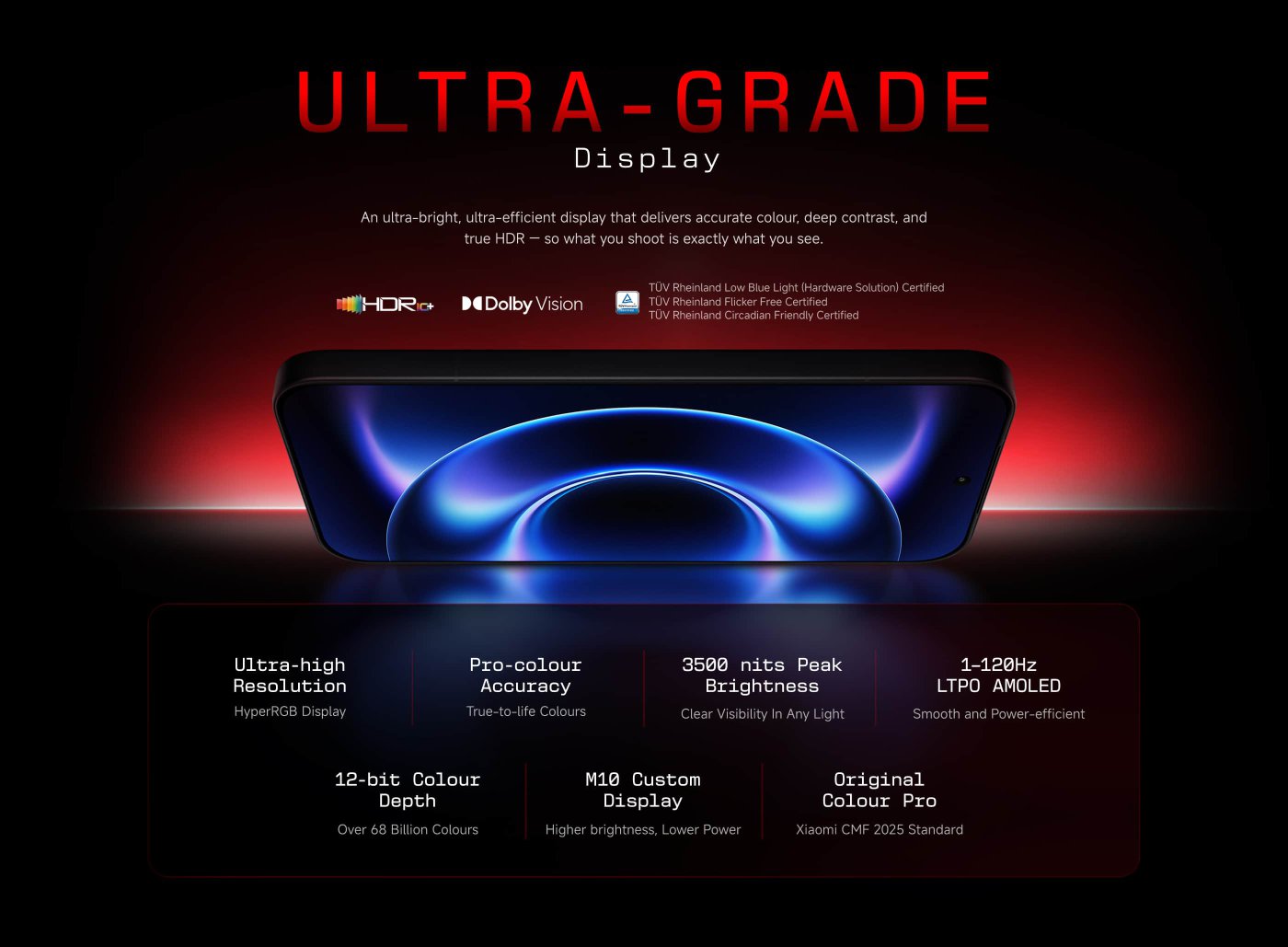 A hand is holding a Xiaomi 17 Ultra smartphone, prominently featuring its camera lens. The background is black with bold red lettering that says "Ultra," and there's a tagline "Rule The night" above the phone.